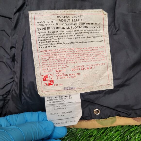 VTG 80s Stearns Duck Camo Flotation Jacket Mens Small USA Made - Picture 3 of 9